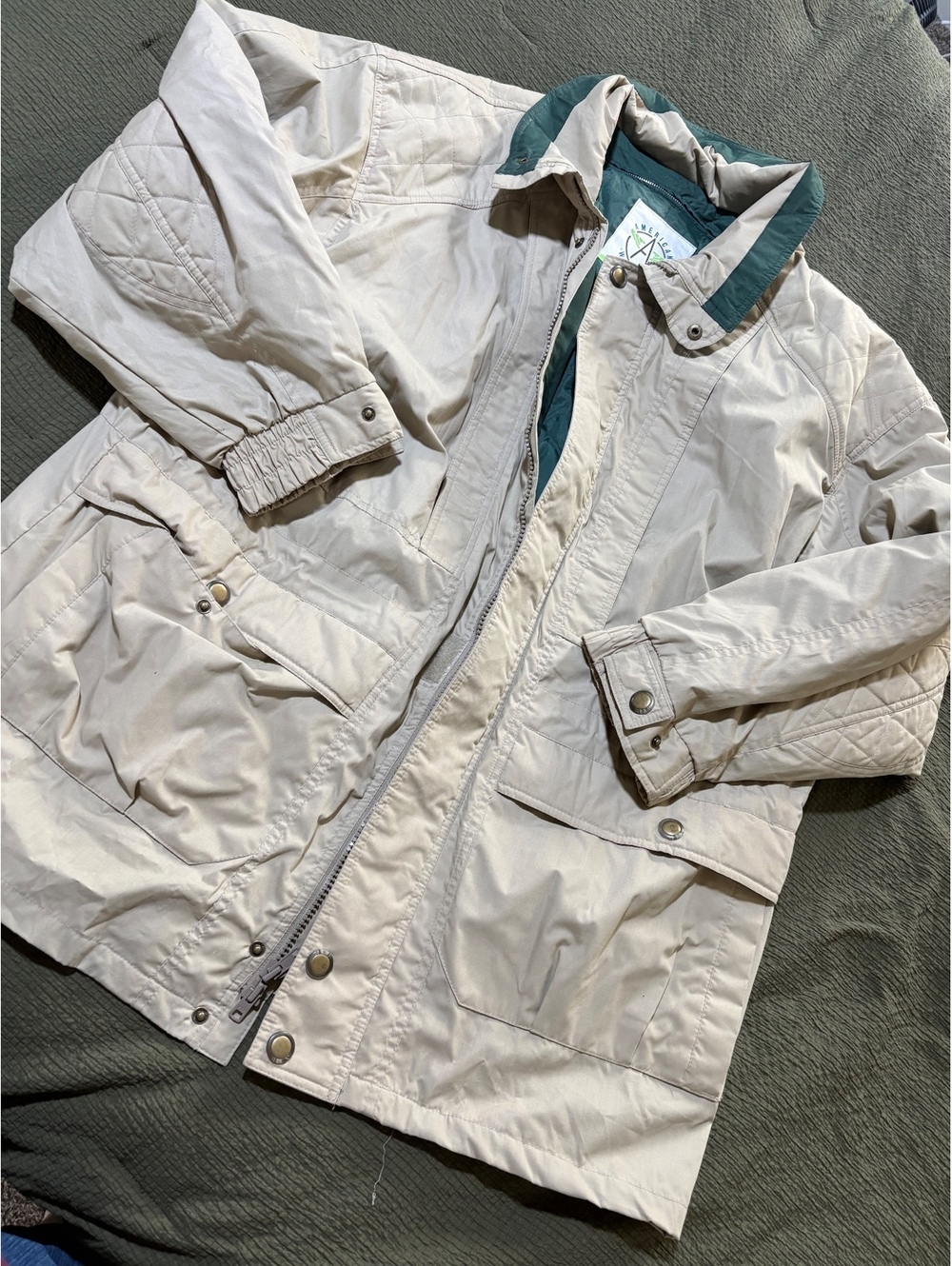 Vintage 90s Montgomery Ward American Weekend Field Jacket XL Tan Green 3in1